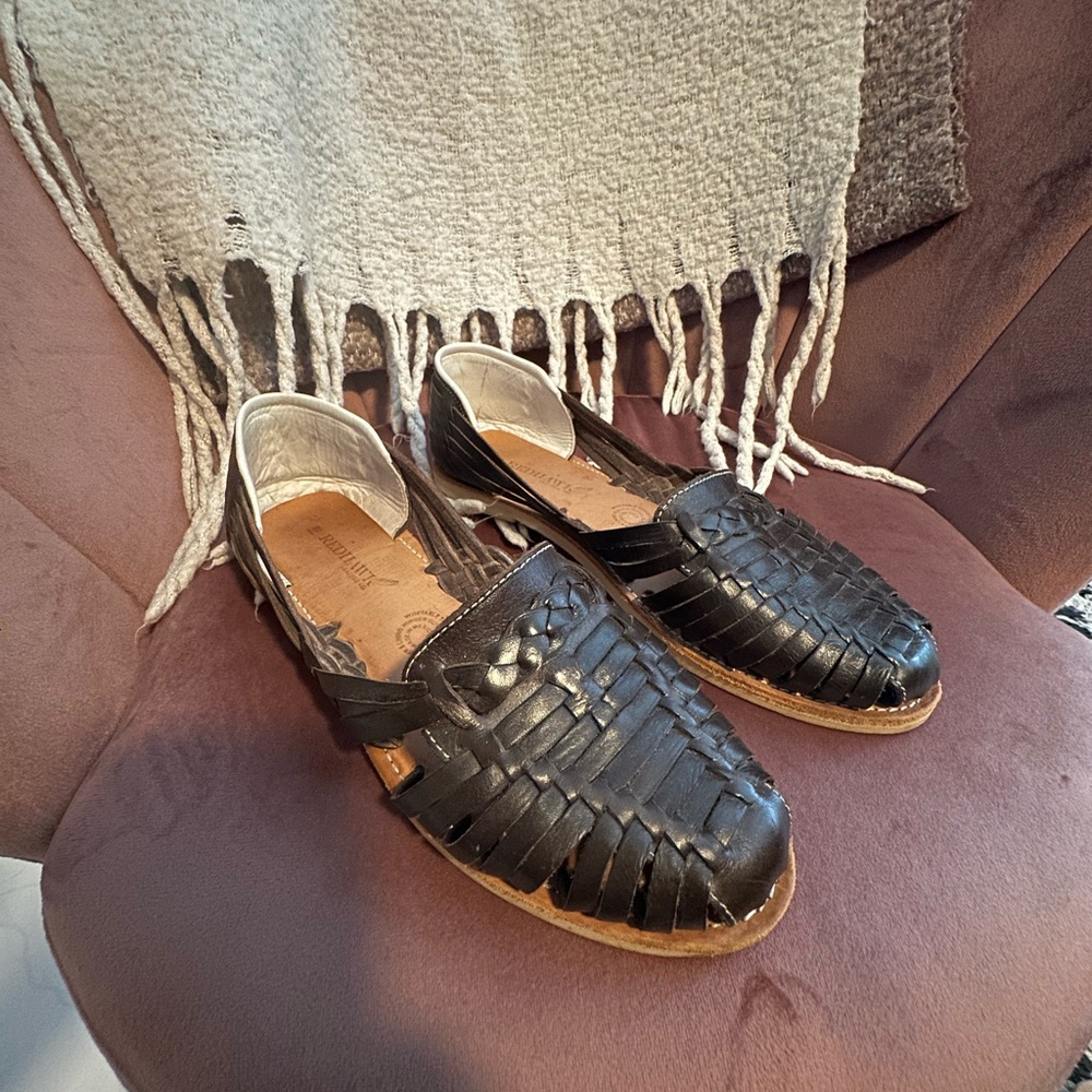 Artisan woven all leather huarache Sandals
